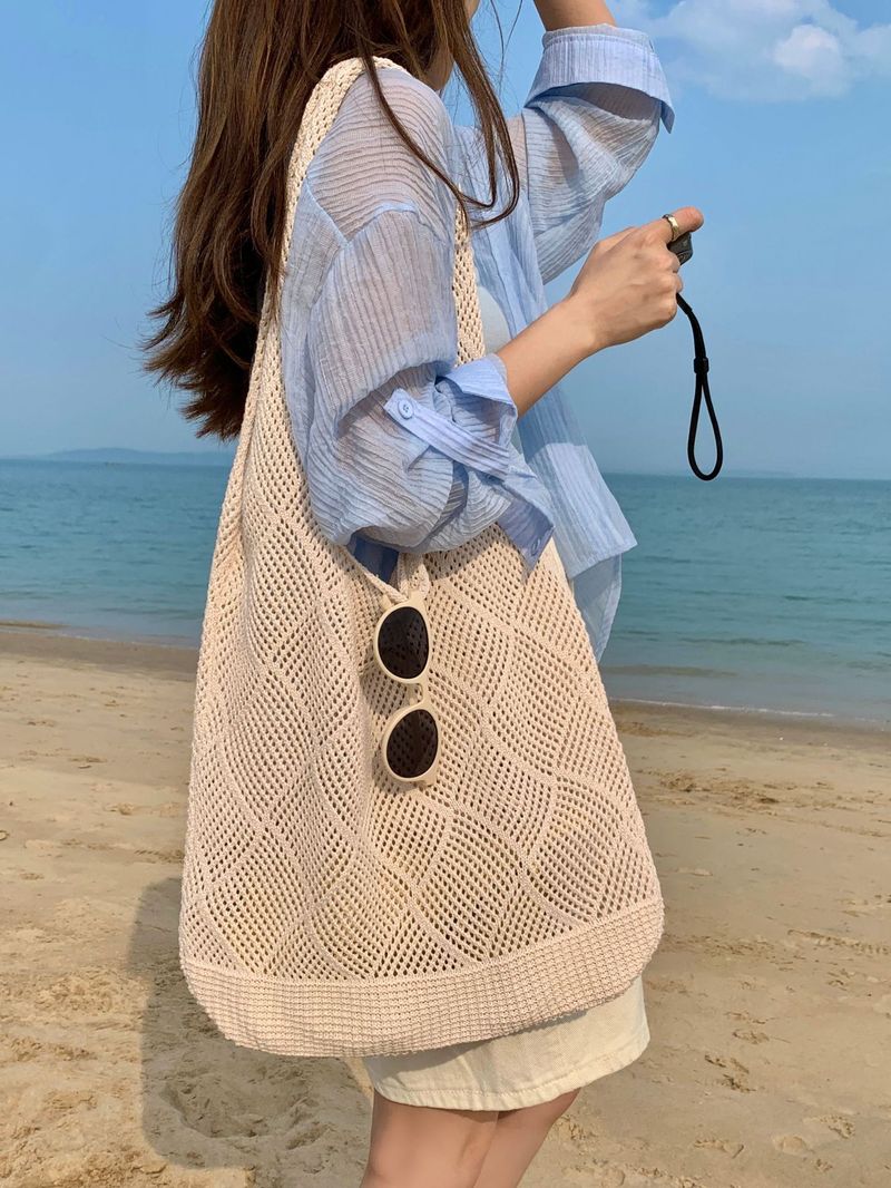 Hotselgende skulderveske Lazy Style Bag Kvinnelig handleveske Vår og sommer Hulveving_voghion.com