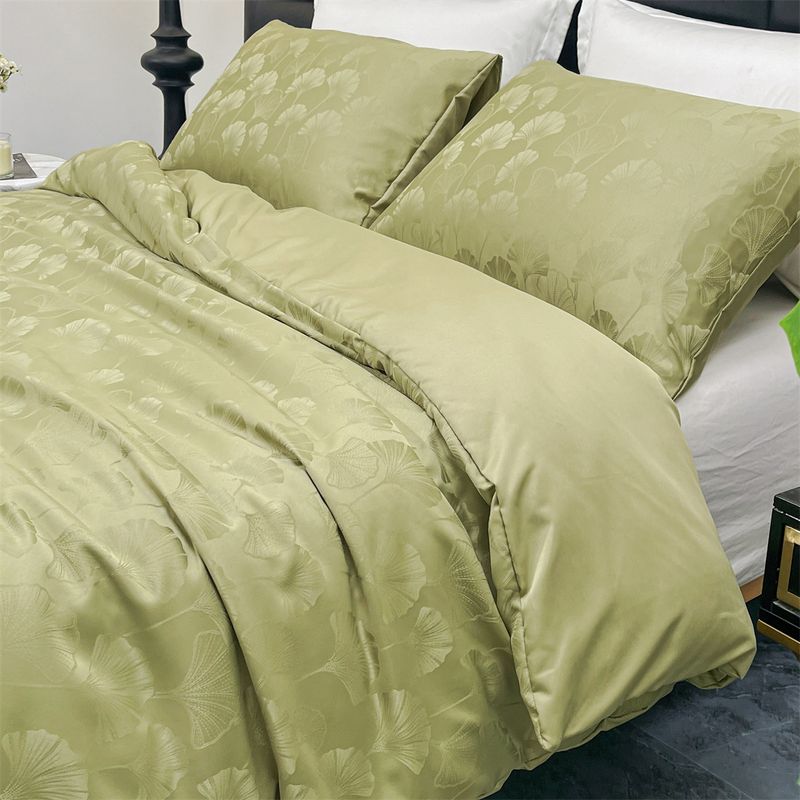 Parure de lit 3 pièces avec housse de couette et taie d'oreiller en jacquard, légère et luxueuse, style artisanal brillant_voghion.com