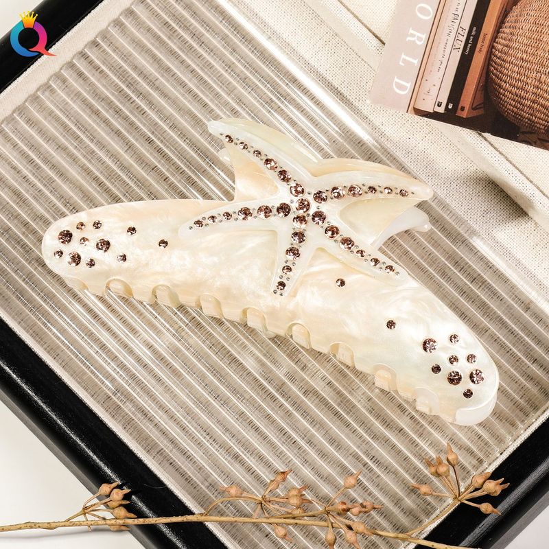 Acetát tengeri csillag hajcsat strasszokkal - Nagy, csillogó hajkarom felkontyolt frizurához, elegáns 3D hajkiegészítők nőknek, csúszásgátló hajcsatokkal_voghion.com