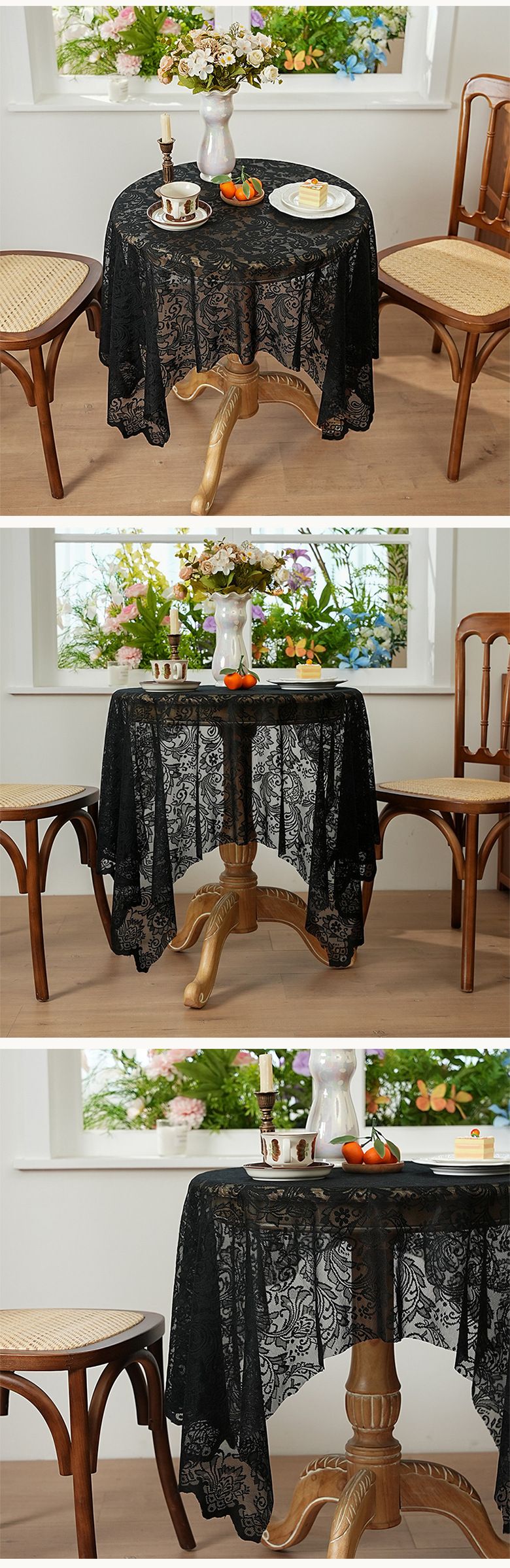 Luxury Lace Tablecloth – Elegant Rectangular Table Cover For Dining, Coffee Table, Café Machine Washable White/Black/Beige/Mint_voghion.com