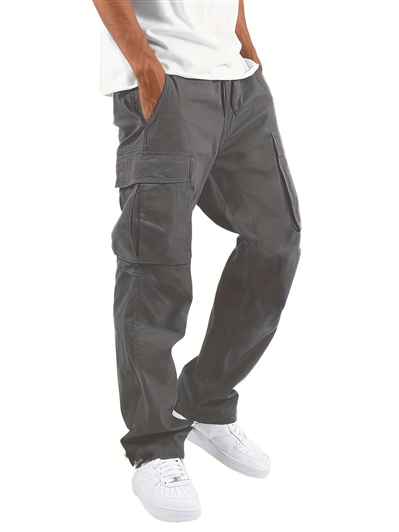 Ropa de Hombre Exclusivamente Pantalones de Trabajo Deportivos para Hombre Color Sólido Cordón Multibolsillos_voghion.com