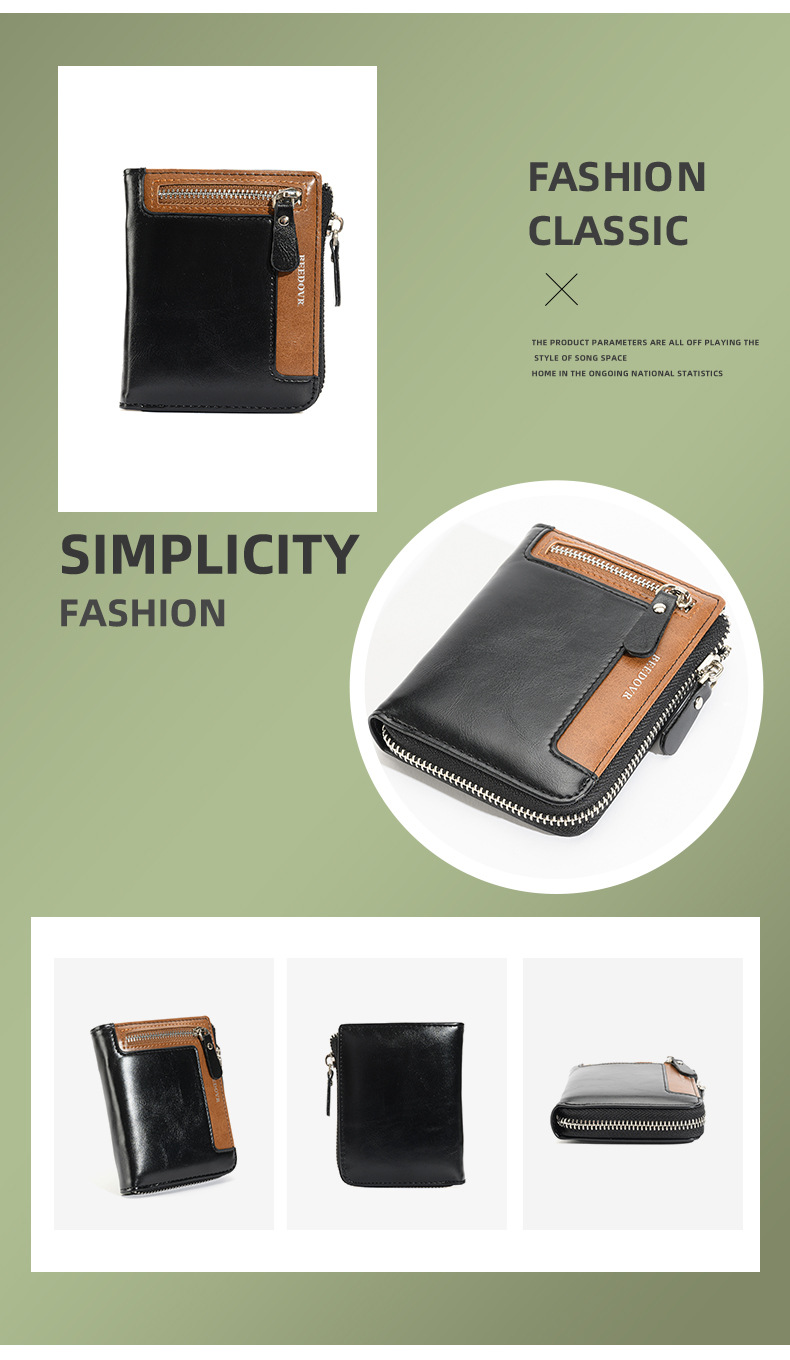 Herrentaschen RFID Anti-Diebstahl-Bürste Neue Herrenbrieftasche Kurze vertikale Reißverschlussbrieftasche Multifunktionale Geldbörse Heißer Verkauf_voghion.com