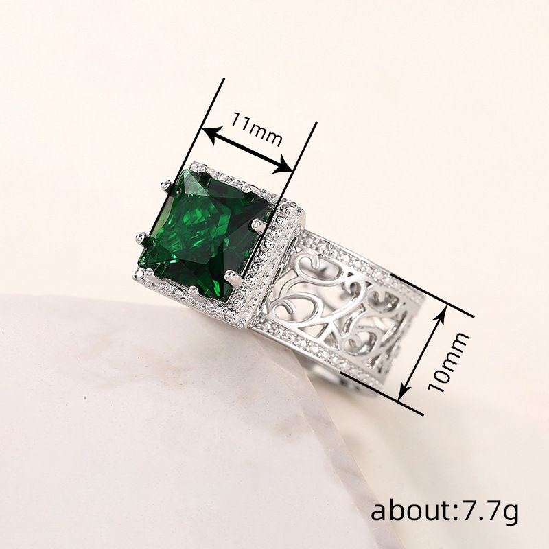 Cao Shi Queen Heavy Craft Elegant For Women Square Exaggerated Temperament Ring Micro Inlaid Zircon Design Sense_voghion.com