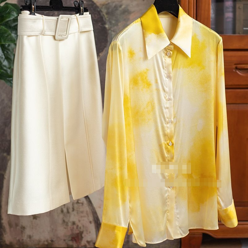 Camicia da donna stampata in finta seta da donna_voghion.com