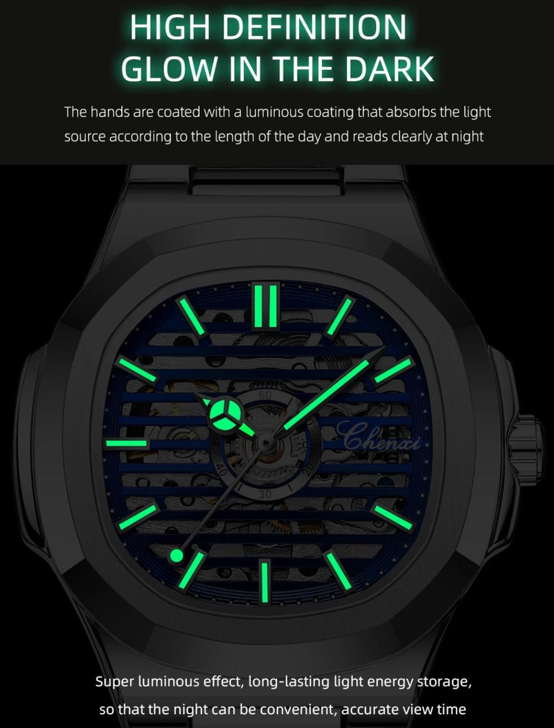 Men's Automatic Mechanical Steel Watch Waterproof Luminous Pointer Stainless Steel Strap Luxury 40mm Dial Watch_voghion.com