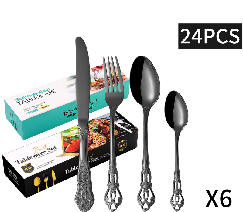 Royal Court Tableware Set Stainless Steel Tableware Set Knife Fork And Spoon Four Main Pieces Multi Person Set_voghion.com