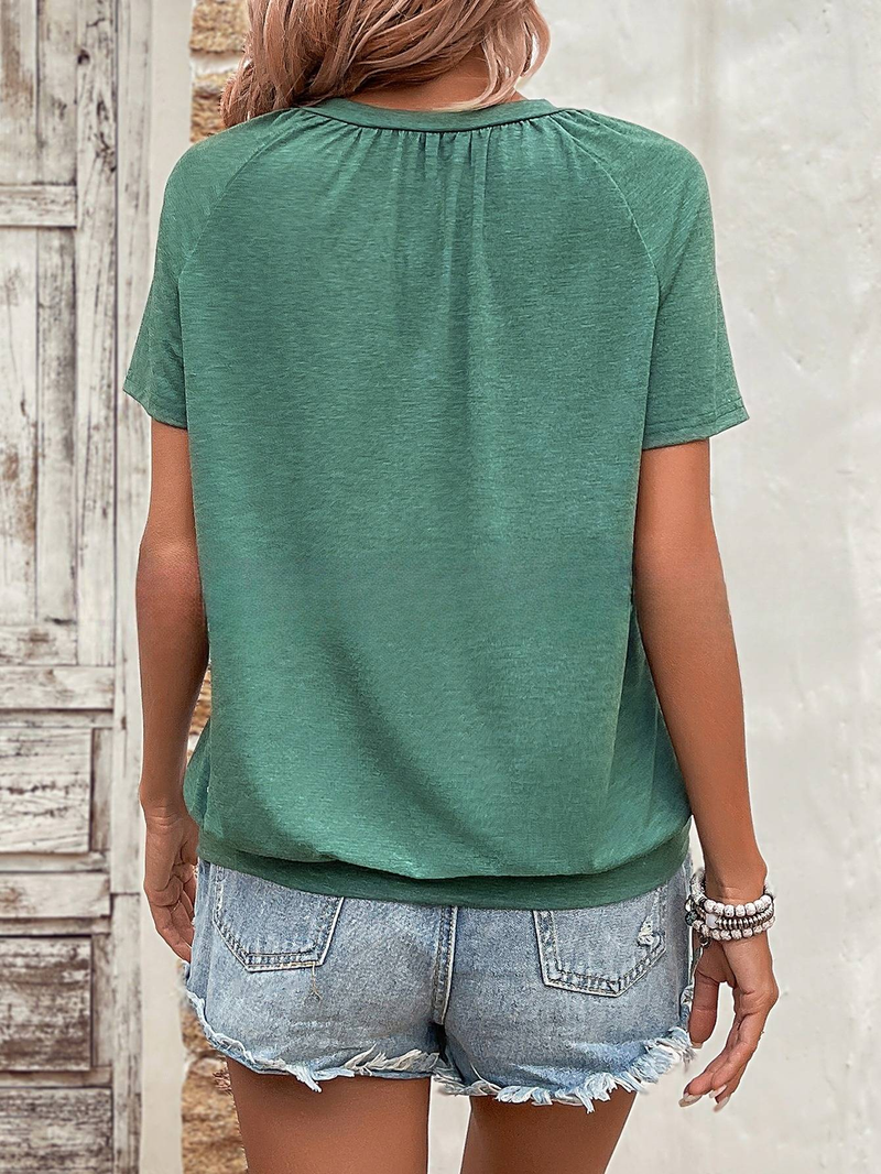 Maglietta casual a maniche corte da donna, in cotone, girocollo, per tutti i giorni_voghion.com