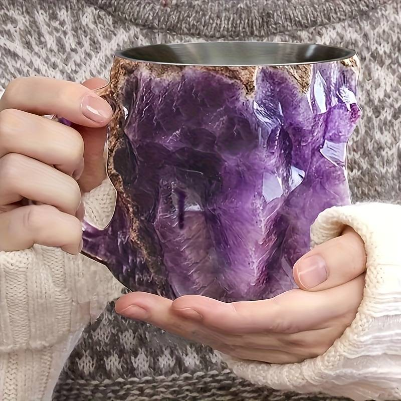 Resin Coffee Mug, Stainless Steel Lining, Hand Wash Only, Reusable, Heat Resistant, Suitable For Home And Office_voghion.com