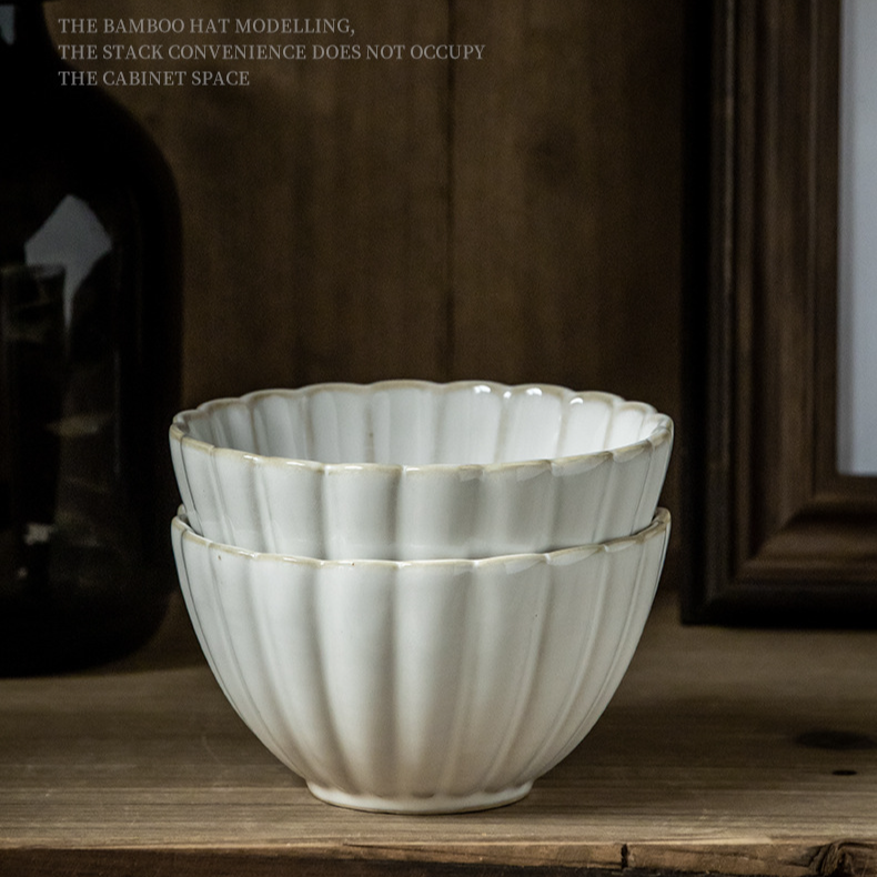 Super Beautiful Lace Bowl 4.5 Inch Bowl Relief Ceramic Rice Bowl Retro Kiln Change Small Bowl High Value Porridge Bowl_voghion.com