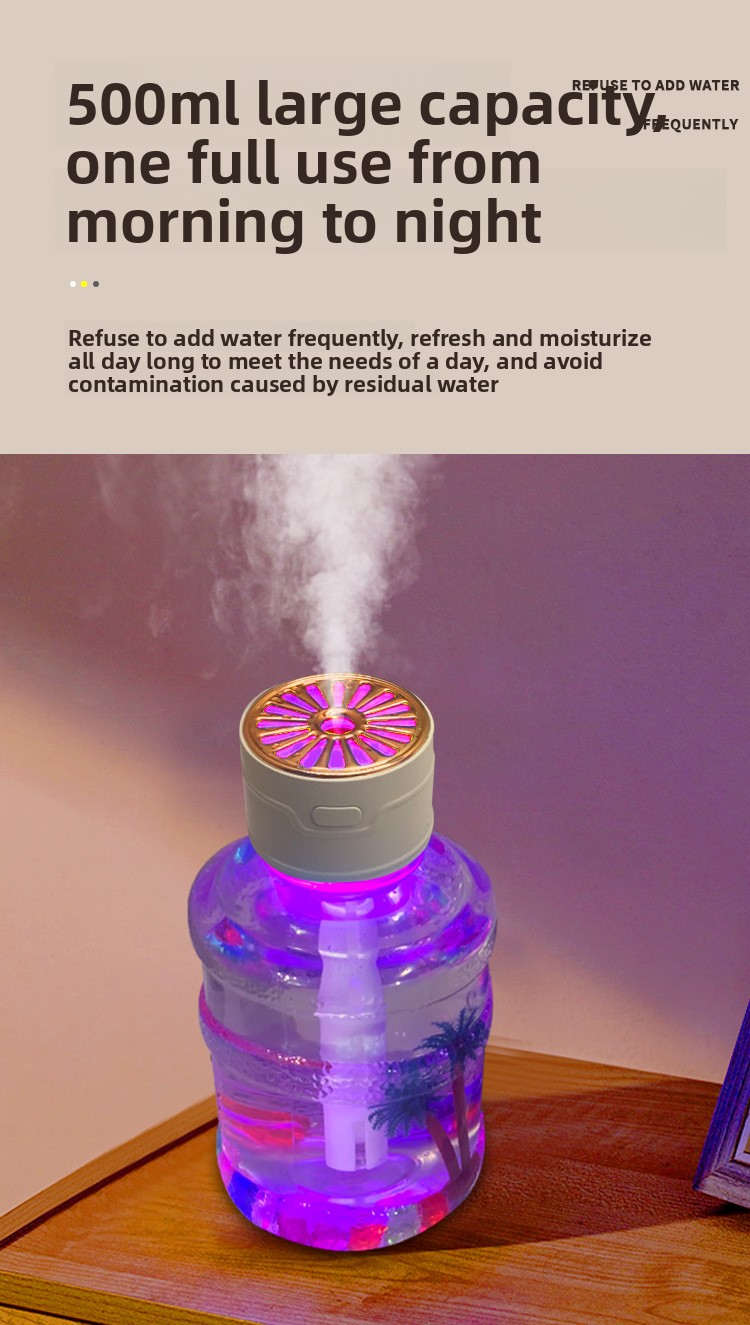 Humidifier & Aroma Diffuser – 500ml Large-Capacity Car/Home Air Moisturizer With 8H Timer, Auto Shut-Off, USB Power – Ultra-Quiet (36dB), 3 Colors_voghion.com