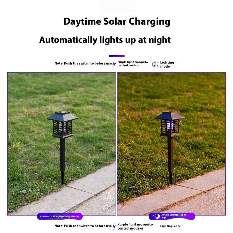 Lampada solare antizanzare, trappola per insetti da esterno per giardino, patio, cortile, trappola UV elettrica e impermeabile per uso interno/esterno._voghion.com