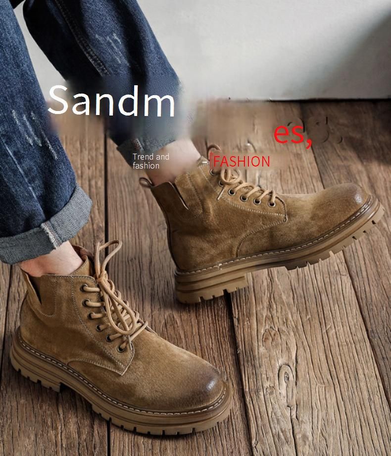 Vintage Style Men's Work Boots - Comfortable Outdoor Casual Martin Boots With Rubber Sole For All Seasons_voghion.com