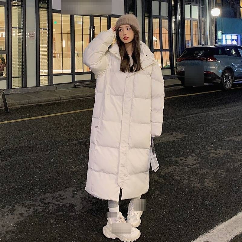 Women's Extra-Long Winter Coat, Knee-Length Padded Jacket With High Collar, Oversized Fit, Zipper Closure, Warm Polyester Fiber Fill For Casual_voghion.com