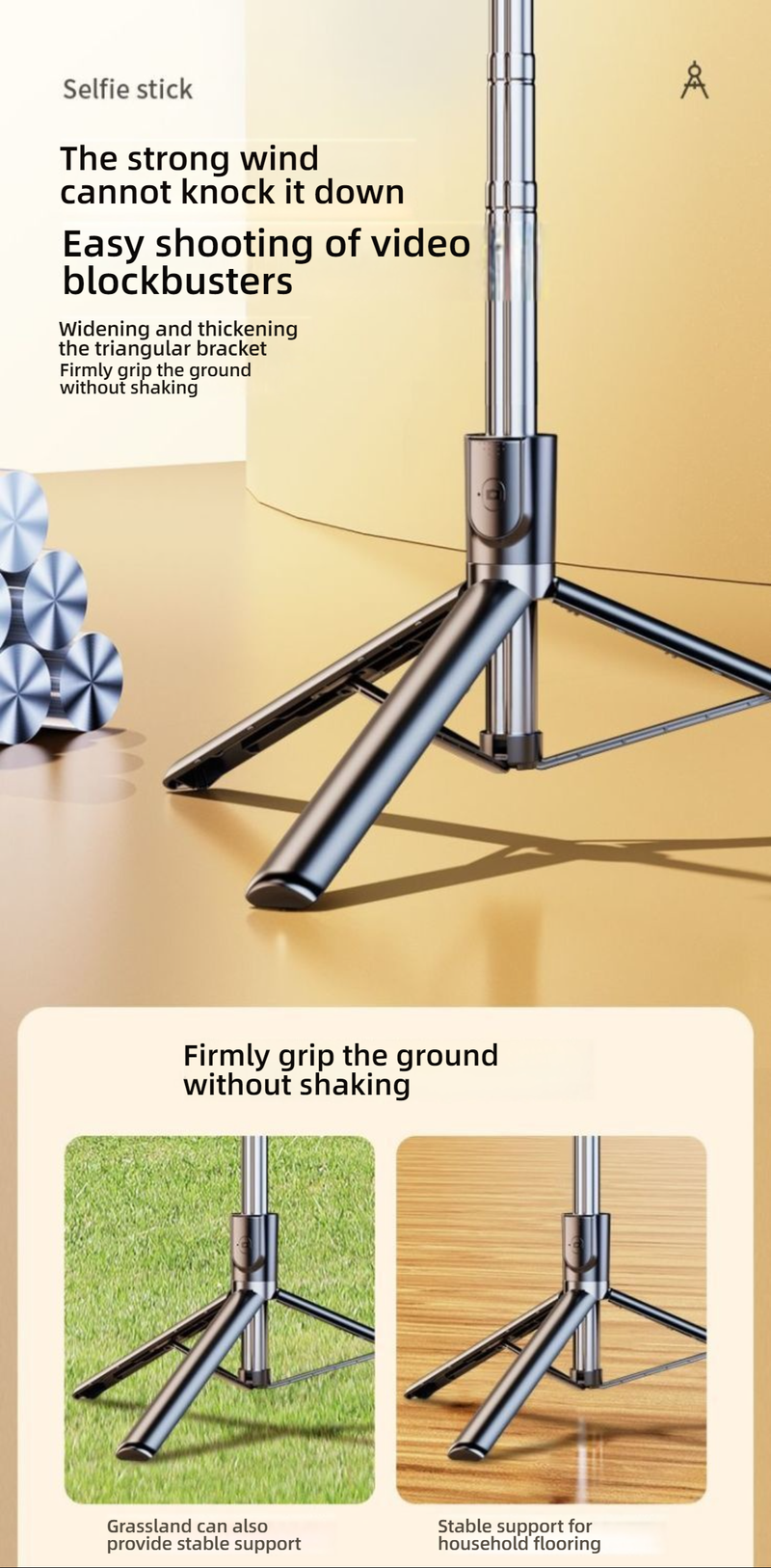 360° Rotatable Bluetooth Selfie Stick Tripod With LED Light, Extendable 1.0m/1.4m/1.7m, Universal Phone Holder For Travel & Live Streaming_voghion.com
