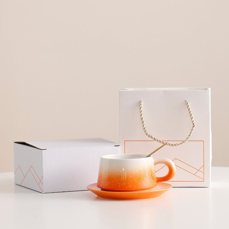 Creative Coffee Cup And Saucer Set Ceramic Mug Premium Exquisite Latte Cup Snowflake Glaze Promotional Gift_voghion.com