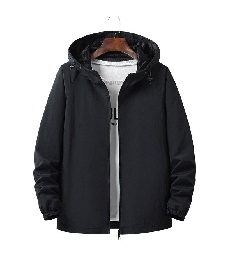 Leichte Herren-Frühlingsjacke mit Kapuze, vielseitig einsetzbar, wasserdicht, winddicht, ideal für Arbeit, Freizeit und Outdoor-Aktivitäten._voghion.com