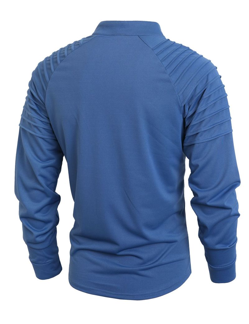 Men's Performance Stripe Zip-Neck T-Shirt – Moisture-Wicking Long Sleeve Workout Top For Gym & Streetwear_voghion.com