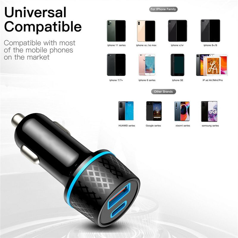 Music Festival  20W QC4.0 USD+PD fast charging mobile phone Type-C charger car cigarette lighter_voghion.com