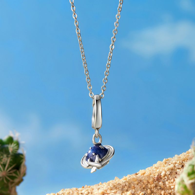 Ciondolo con ciondolo "Viaggio in tutto il mondo" in argento sterling, SCC3030_voghion.com