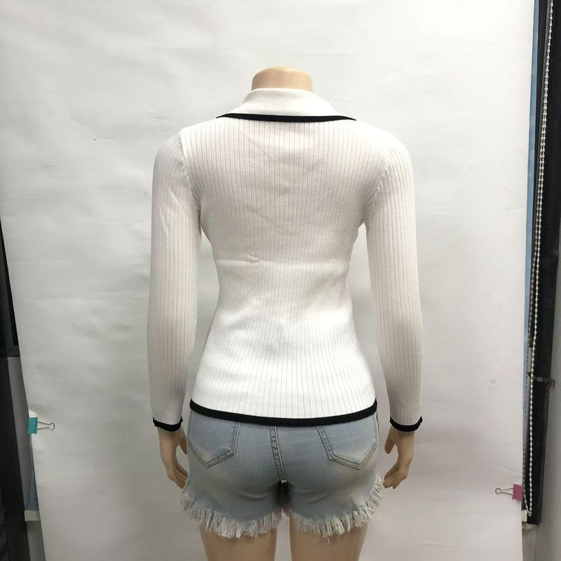 Maglione a collo alto a maniche lunghe a coste, vestibilità slim, in maglia da donna, per le tendenze della moda autunno inverno_voghion.com