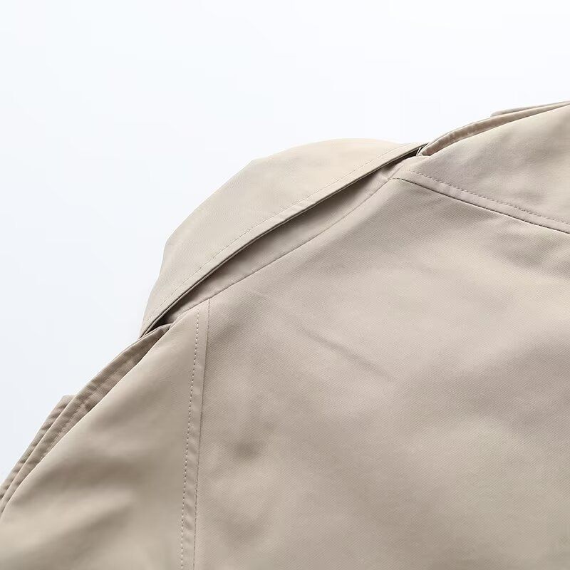 Vêtements pour femmes, style décontracté, ample avec ceinture, manches longues, coupe-vent court_voghion.com