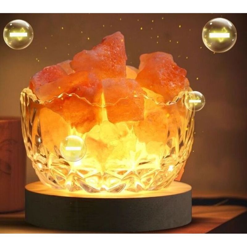 Lampada ornamentale himalayana, rosa che attrae ricchezza, sale grosso, purificante, luce notturna per la camera da letto, ristrutturazione della stanza_voghion.com