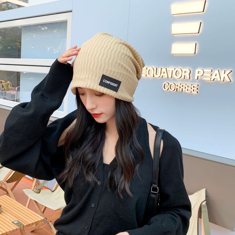 Strickmütze für Herren mit einzigartiger Designstruktur, Buchstabenetikett, lässiger Look, gesichtsschlankmachender Turban, Kopftuch für Damen_voghion.com