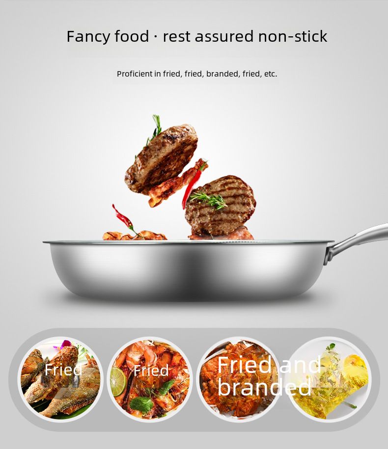 Non-stick Pan Household Pancake Pan Steak Omelet Induction Cooker Gas Stove Universal Stainless Steel Pan_voghion.com