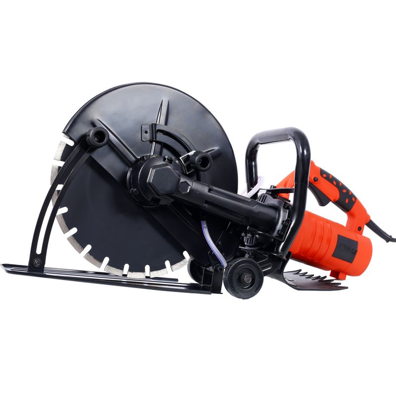 Electric 14" Cut Off Saw Wet/Dry Concrete Saw Cutter Guide Roller With Water Line Attachment_voghion.com