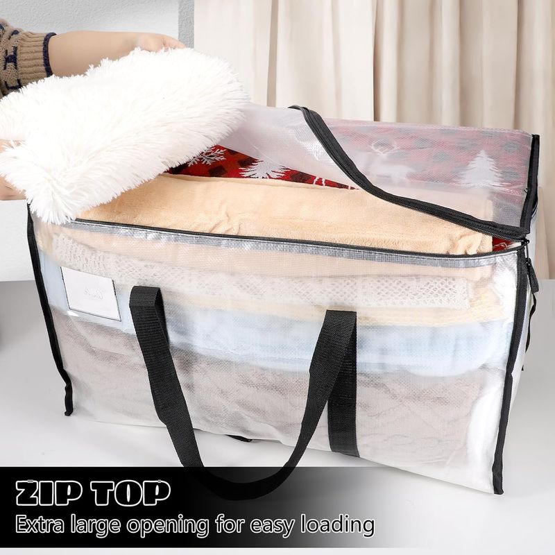4 bolsas resistentes con tapas transparentes y cierre de cremallera para almacenamiento navideño_voghion.com