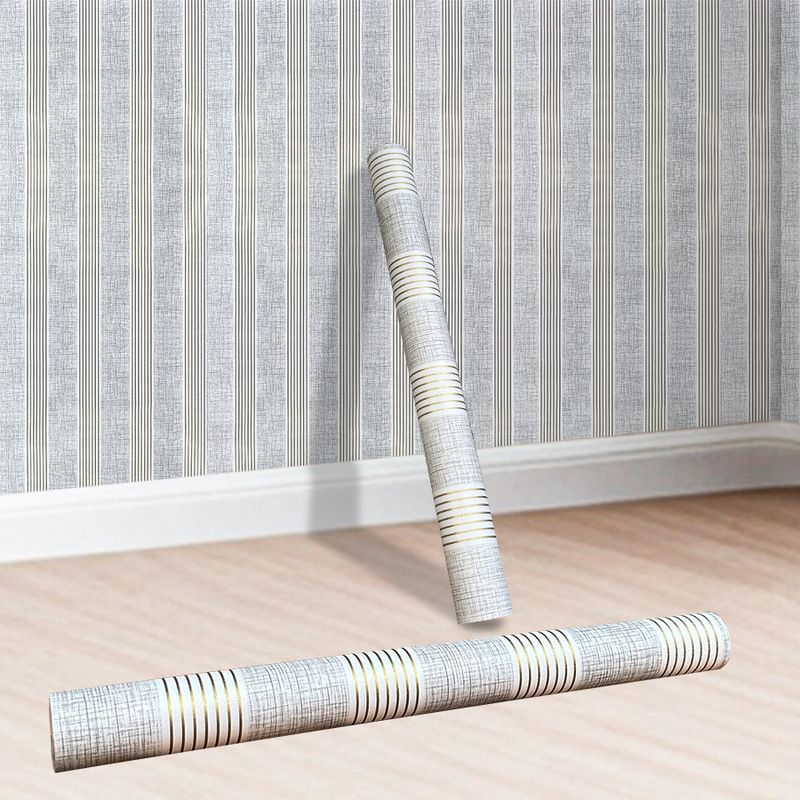 Papier peint autocollant en PVC à rayures grises et dorées style nordique, décoration d'intérieur pour salon, chambre à coucher, salle à manger_voghion.com