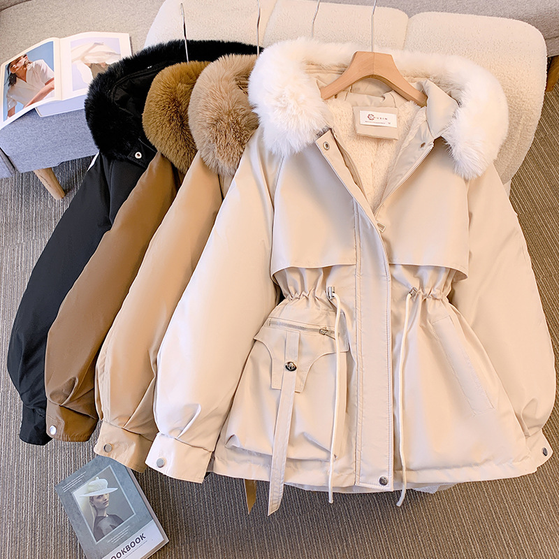 Giacca invernale da donna Giacca tutto in uno alla moda e versatile, con pelliccia spessa e velluto_voghion.com