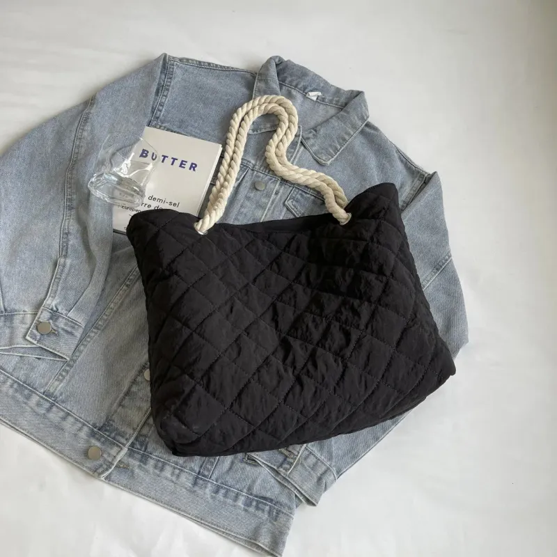 Herbst und Raute Lässige Baumwollkleidung Stofftasche Baumwolle Gepolsterte Leinwand Für Frauen Winter Herbst Einkaufstasche Geldbörse Weibliche Handtasche Mit Reißverschluss_voghion.com
