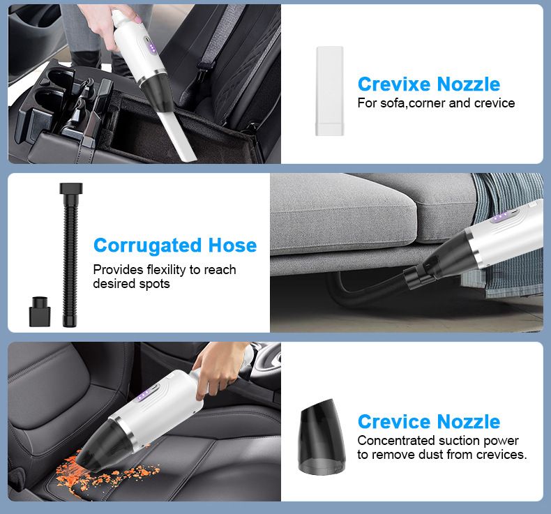 Aspirapolvere per auto senza fili - Motore senza spazzole ad alta aspirazione, portatile per casa e auto_voghion.com