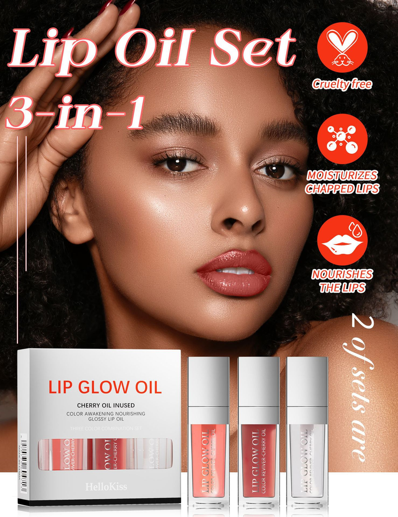 Makeup Hellokiss Lip Balm Set 3in1 Idratante Lip Gloss Specchio Lip Gloss Trasparente Lip Gloss_voghion.com
