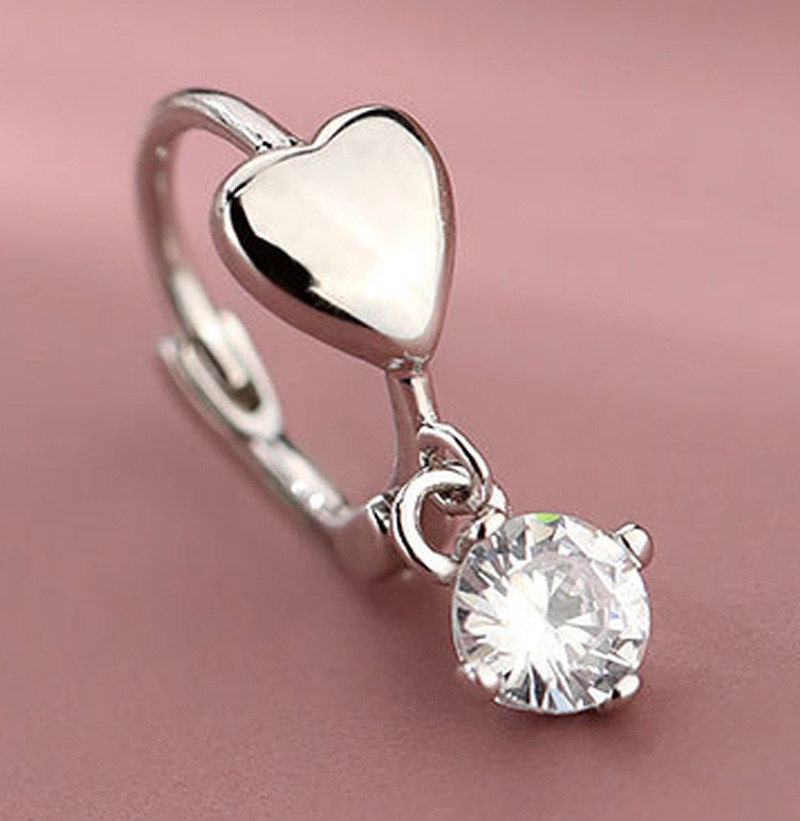 Sterling VENUS Sier Moda Zirkon Kalp Küpeler Bayan Hafif Kalp Şeklinde Mizaç Küpeler Takı -şekilli_voghion.com