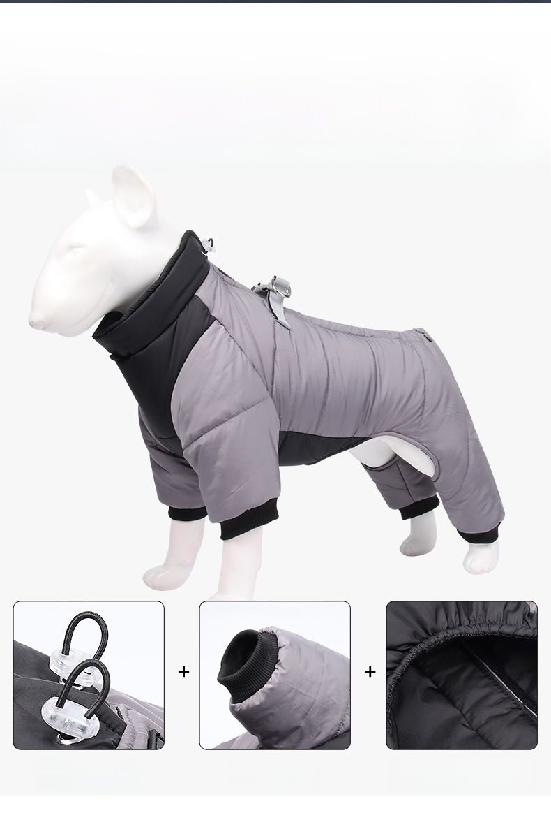 New dog clothes autumn and winter reflective waterproof puppy clothes thickened dog four-legged pet cotton-padded jacket wholesale_voghion.com