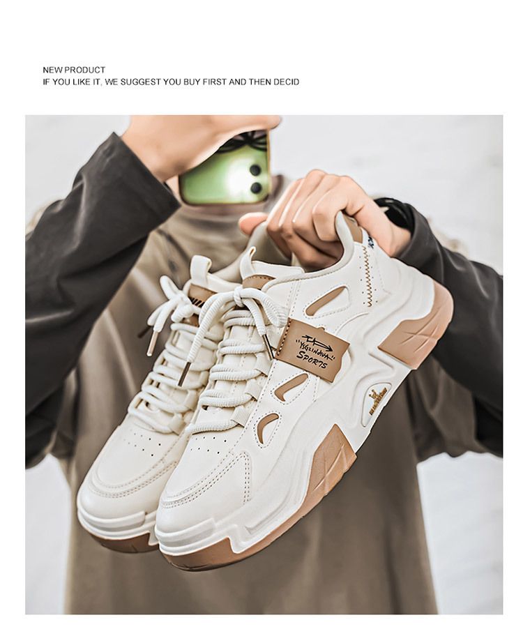 Atmungsaktive weiße Herbst-Herrenschuhe im koreanischen Stil, vielseitige Sneakers mit dicken Sohlen, lässige Papa-Schuhe_voghion.com