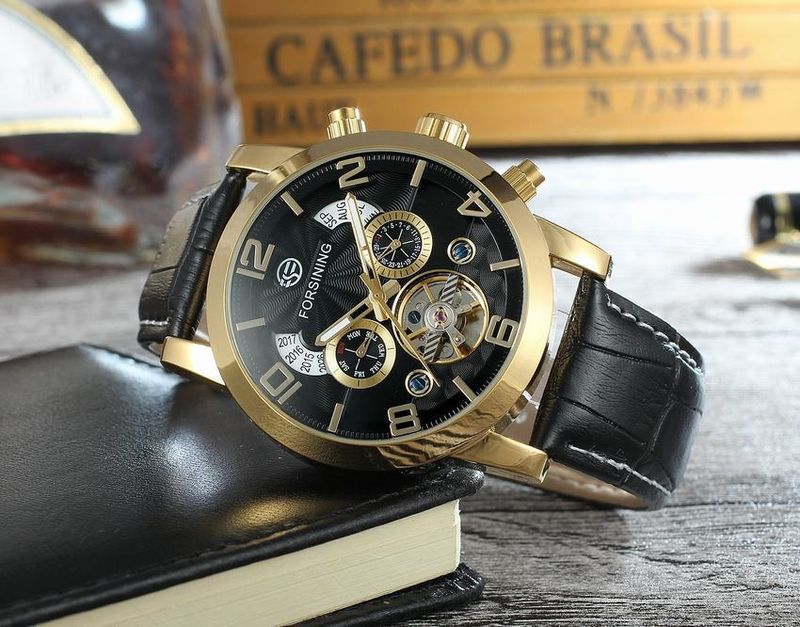 Orologio automatico di lusso da uomo con tourbillon e quadrante grande, cinturino in vera pelle, fibbia in acciaio inossidabile, vetro minerale, orologio casual alla moda_voghion.com