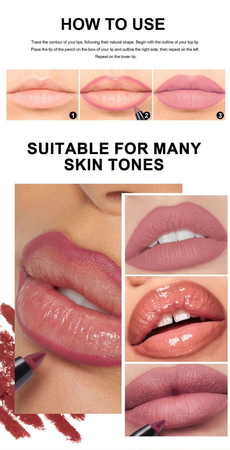 HANDAIYAN 6 - Color Automatic Lip Liner: Long - Lasting, Waterproof, Matte Lip Contour Pencil_voghion.com