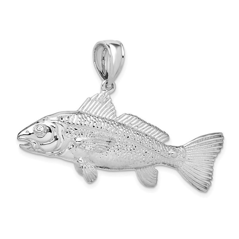 De-Ani Sterling Silver Rhodium-Plated Polished 3D Red Fish Pendant_voghion.com