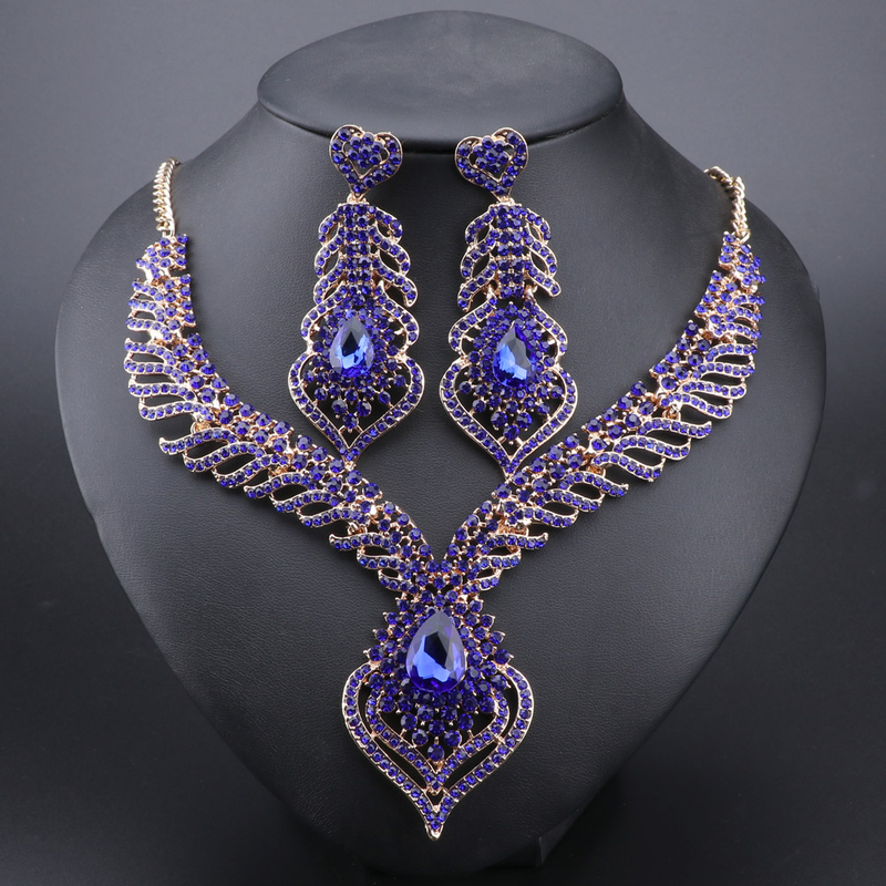 FFashion Crystal Rhinestones Srce Privjesak Ogrlica Naušnice Za Žene Svadbeni Dodaci Za Vjenčanja Set Nakita_voghion.com
