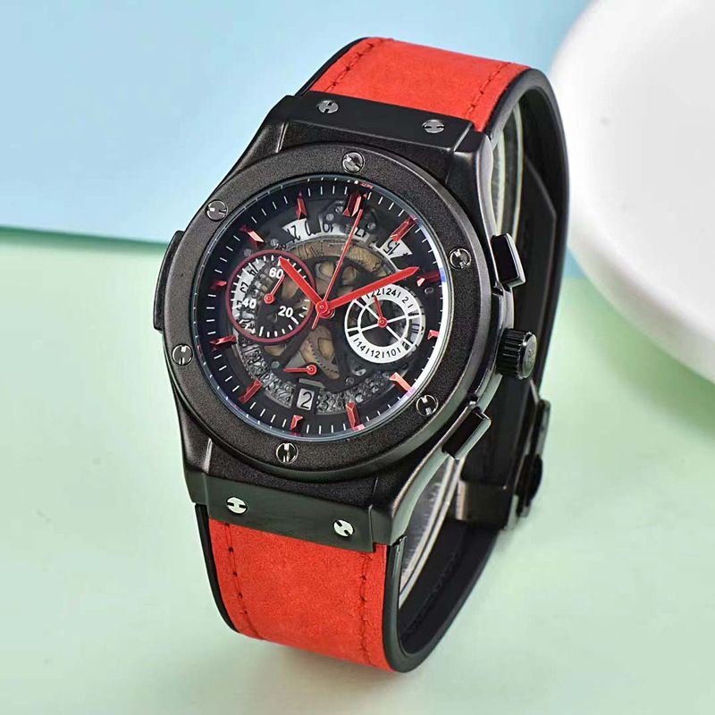 Nuovo orologio da uomo semplice, leggero, di lusso, alla moda, con scheletro, quadrante europeo, multifunzione, sei lancette, secondi continui, al quarzo_voghion.com