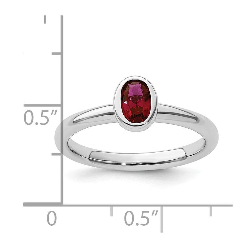 Sterling Silver Stackable Expressions Oval Created Ruby Ring_voghion.com