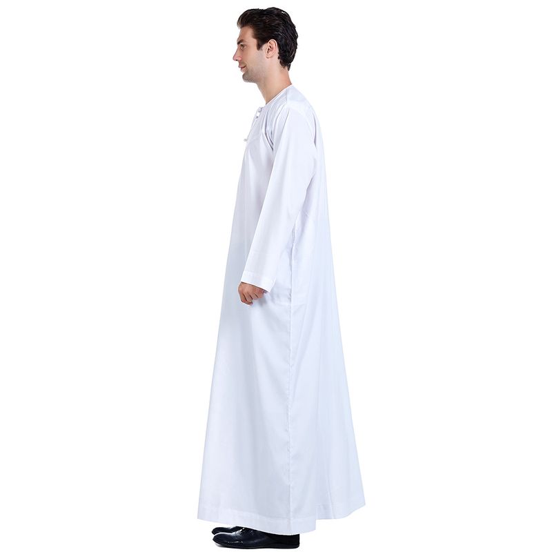 Herenkleding Herengewaden Effen kleur eenvoudig ontwerp Moslimkaftan_voghion.com