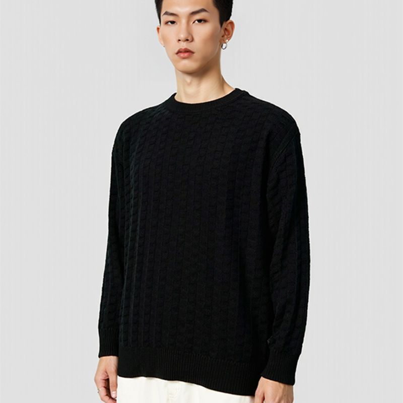 Herren Pullover Winter Neue Lose Trendy Marke Rundhals Basic Jugend Pullover Strickwaren_voghion.com