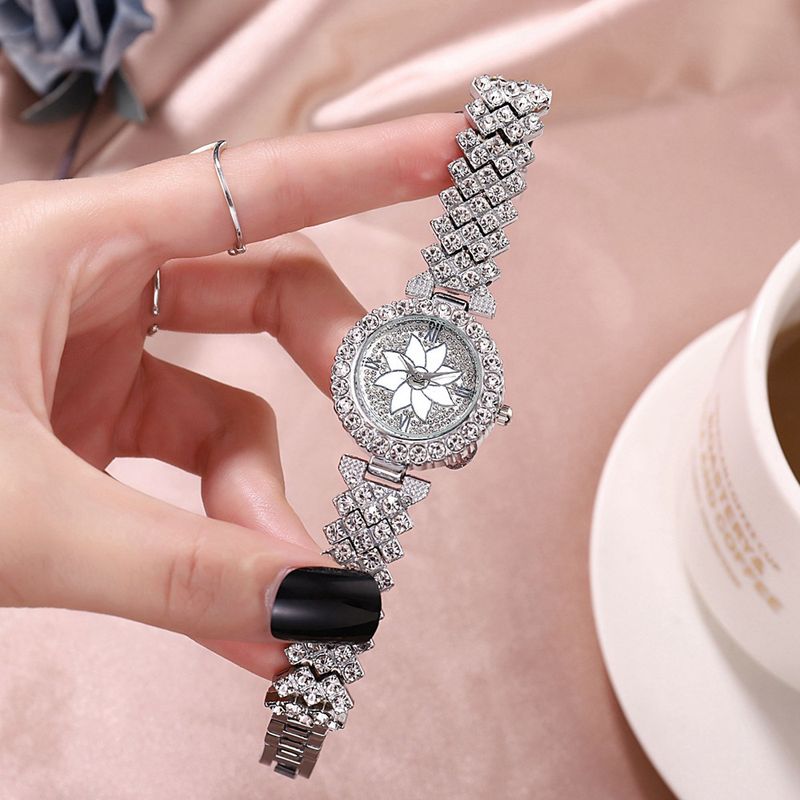 Dame armbåndsur sæt diamantbesat baby's breath armbåndsur + armbånd gavesæt til kvinder_voghion.com