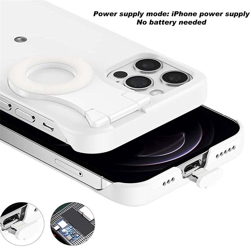 Built-in Selfie Ring Light Up Phone Case for IPhone 13 12 11 14 Pro Max XS XR X 14Pro 13Pro LED Luminous Flashlight Back_voghion.com