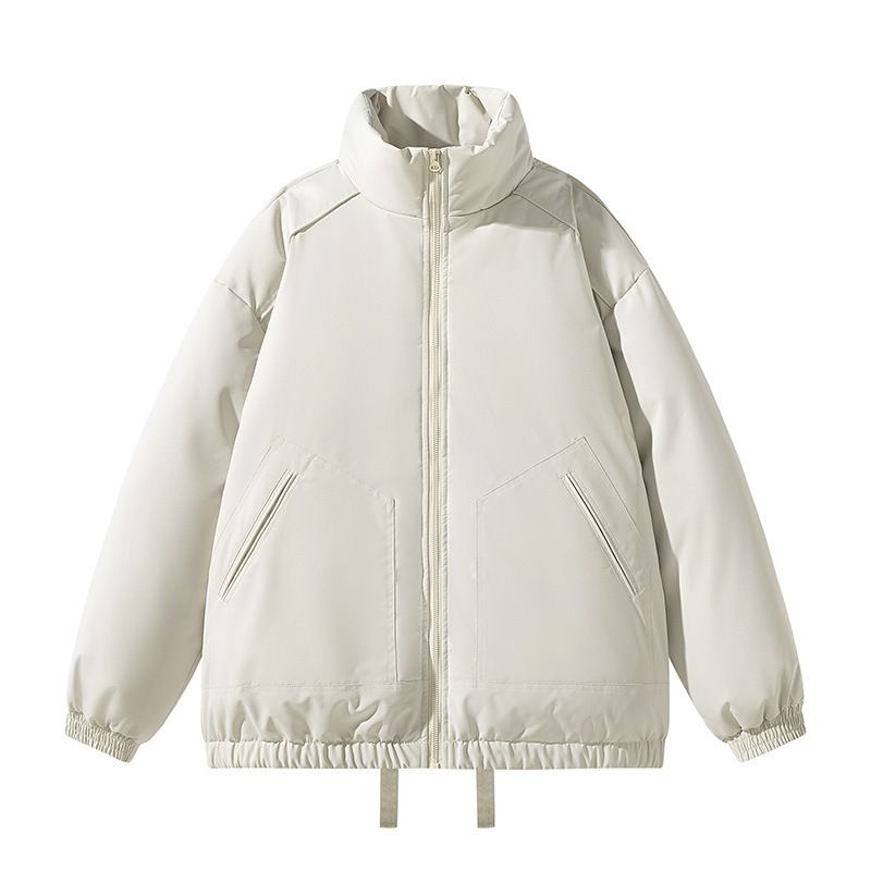 2025 Basic Stehkragenjacke für Herren Winter verdickt warm lose einfarbig lässig Baumwollmantel_voghion.com