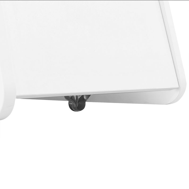 Buffet blanc moderne à roulettes, design arrondi et sécurisé, table console mobile et peu encombrante pour salon et chambre (81 x 33 x 51,5 cm)_voghion.com